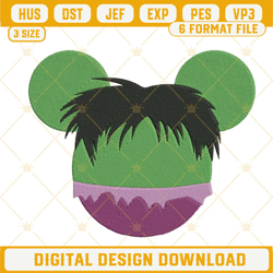 Hulk Mouse Ears Embroidery Design, Superhero Embroidery Design Files