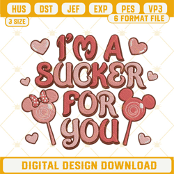 Im A Sucker For You Embroidery Files, Funny Valentines Embroidery Designs