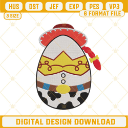Jessie Cowboy Easter Egg Embroidery Files, Toy Story Easter Day Embroidery Designs