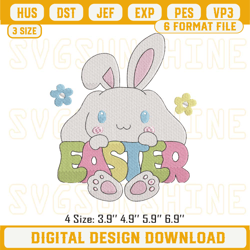 Kawaii Cinnamoroll Easter Bunny Embroidery Designs, Hello Kitty Character Happy Easter Day Embroidery Files