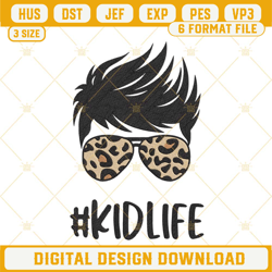 Kid Life Leopard Sunglasses Embroidery Design, Son Embroidery File