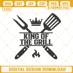 King Of The Grill Embroidery Designs, BBQ Grill Embroidery Design File