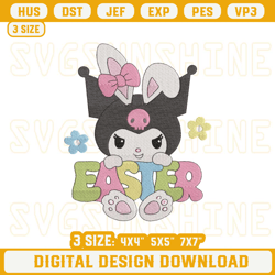 Kuromi Easter Day Bunny Machine Embroidery Designs, Cute Hello Kitty Kuromi Embroidery Designs