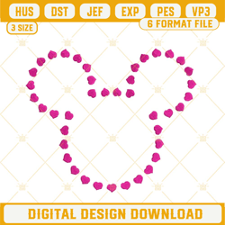 Mickey Head Heart Embroidery Design, Disney Mickey Valentines Embroidery Files