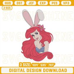 Ariel The Little Mermaid Bunny Easter Embroidery Designs.jpg