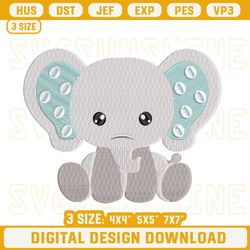 Baby Elephant Embroidery Designs, Cute Elephant Machine Embroidery Design File.jpg