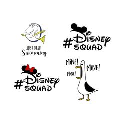 Just Keep Swimming Svg, Disney Svg, Fish Svg, Mickey Mouse Ears Svg, Monster Svg, Duck Svg, Minnie Mouse Svg, Cute Anima