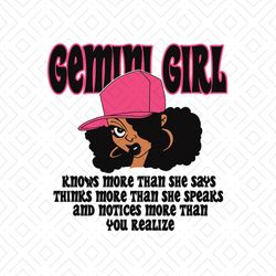 Birthday Gemini Girl Know More Than She Says Svg
