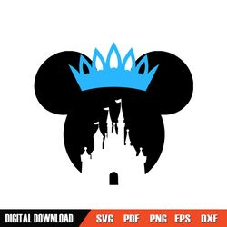 Blue Crown Princess Minnie Mouse Magic Kingdom SVG