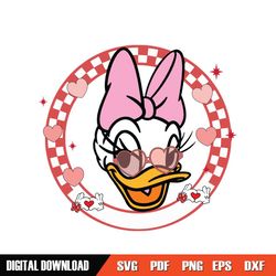 Valentine Day Daisy Duck Head Heart Glasses SVG