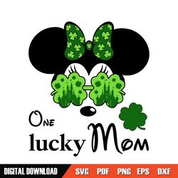 One Lucky Mom Green Clover Minnie Mouse SVG