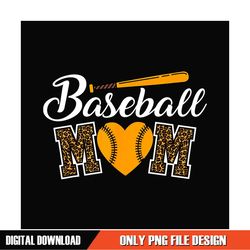 Baseball Mom Leopard Heart Sport Bat PNG