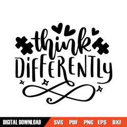 Think Differently Love Autism Awareness Puzzle SVG