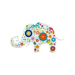 Colorful Retro Flowers Elephant Svg, Flower Svg, Flowers Pattern Svg, Elephant Svg, Birthday Gift Svg, Gift For Girl Svg