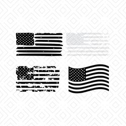 American Flag Bundle Svg, Independence Svg, 4th Of July Svg, Flag Bundle Svg, Black And White Flag, Patriotic Svg, Ameri