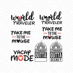 World Traveler SVG, Take Me To The Mouse SVG, Mickey & Minnie Mouse SVG, Magic Kingdom SVG, Family Vacation SVG, Vacay M