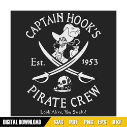 Disney Villains Captain Hook Pirate Crew Est 1953 Logo Svg, Trending Svg, Captain Hook Svg, Captain James Hook, Peter Pa
