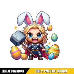 Chibi Marvel Thor Bunny Happy Easter PNG