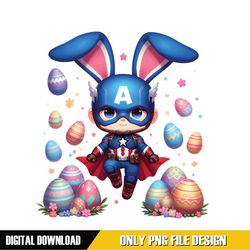 Chibi Bunny Captain America Happy Easter Eggs PNG
