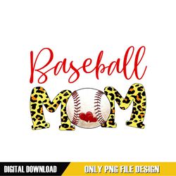 Baseball Mom Leopard Softball Yellow Design PNG