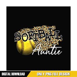 Softball Auntie Leopard Print Mother Day PNG
