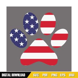 American Flag Dog Paw 4th Of July SVG