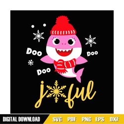 Joyful Christmas Day Santa Baby Pink Shark SVG