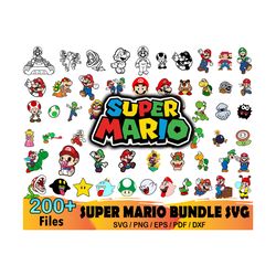 200 Super Mario Bundle Svg, Mario Svg, Mario Clipart, Mario Cricut
