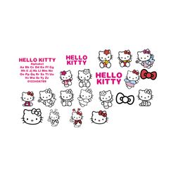 Hello Kitty Bundle Svg, Cartoon Svg, Cat Svg, Animal Svg, Famous Cartoon Character Svg, Fictional Character Svg, Funny A