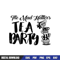 The Mad Hatter Tea Party Tea Cups Silhouette SVG