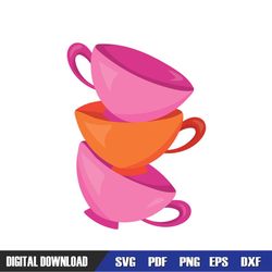 The Triple Tea Cup Alice In Wonderland Tea Party Icon SVG