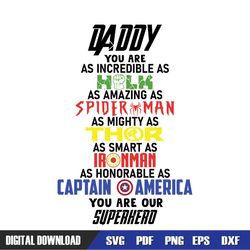 Daddy You Are As Incredible As Hulk Svg, Fathers Day Svg, Daddy Svg, Super Dad Svg, Dad Hero Svg, Marvel Dad Svg, Marvel