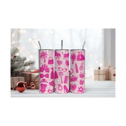 3D Barbie Pink 20oz Stainless Steel Double Wall Princess Tumbler PNG
