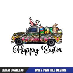 Happy Easter Day Bunny Ear Eggs Truck Bunny PNG
