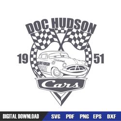 Disney Checkered Cars Racing Doc Hudson Est 1951 SVG