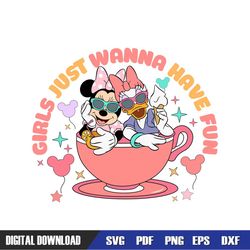 Girls Just Wanna Have Fun Minnie Coffee Cup SVG