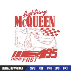 Disney Cars Racing Lightning McQueen Think Fast SVG