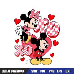 Mickey Minnie Couple Xoxo Heart Plaid SVG