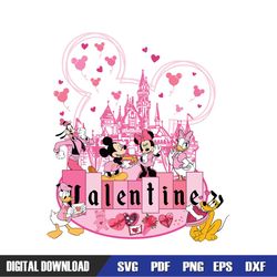 Mickey and Friends Kingdom Pink Valentines Day SVG