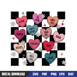 Be Mine Valentine Conversation Hearts Checkered SVG