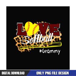 Love Softball Grammy Leopard Plaid Baseball PNG