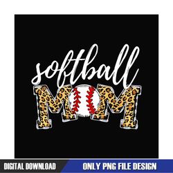 Softball Mom Leopard Print Plaid Design PNG
