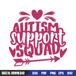Autism Support Squad Heart Arrow Clipart SVG