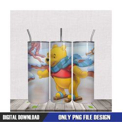 Pooh Ski With Wood Shoes 20oz Tumbler Wrap Png