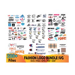 200 Fashion Logo Bundle Svg, Adidas Svg, Jordan Svg, Nike Svg