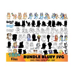 180 Bluey Bundle Svg, Cartoon Svg, Bluey Svg, Bluey Dad Svg