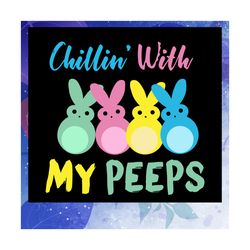 Chillin with my peeps svg, Chillin bunny svg, bunny shirt, cute bunny, bunny print, lunch lady gift, lunch lady, Files F
