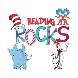Dr Seuss Reading Rocks Svg, Dr Seuss Svg, Seuss Svg, Cat Book Svg, Reading Svg, Dr Seuss Cat Svg, Cat In The Hat Svg, Th
