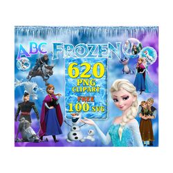 620 Frozen Clipart Bundle, Clipart Frozen Png, Elsa Olaf Anna Frozen, Disney Clipart Bundle, Frozen Font