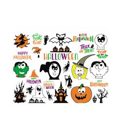 Happy Halloween Bundle svg, Halloween Svg, Witch Svg, Pumpkin Svg, Bats Svg, Witch Palace Svg, Scary Night Svg, Happy Ha